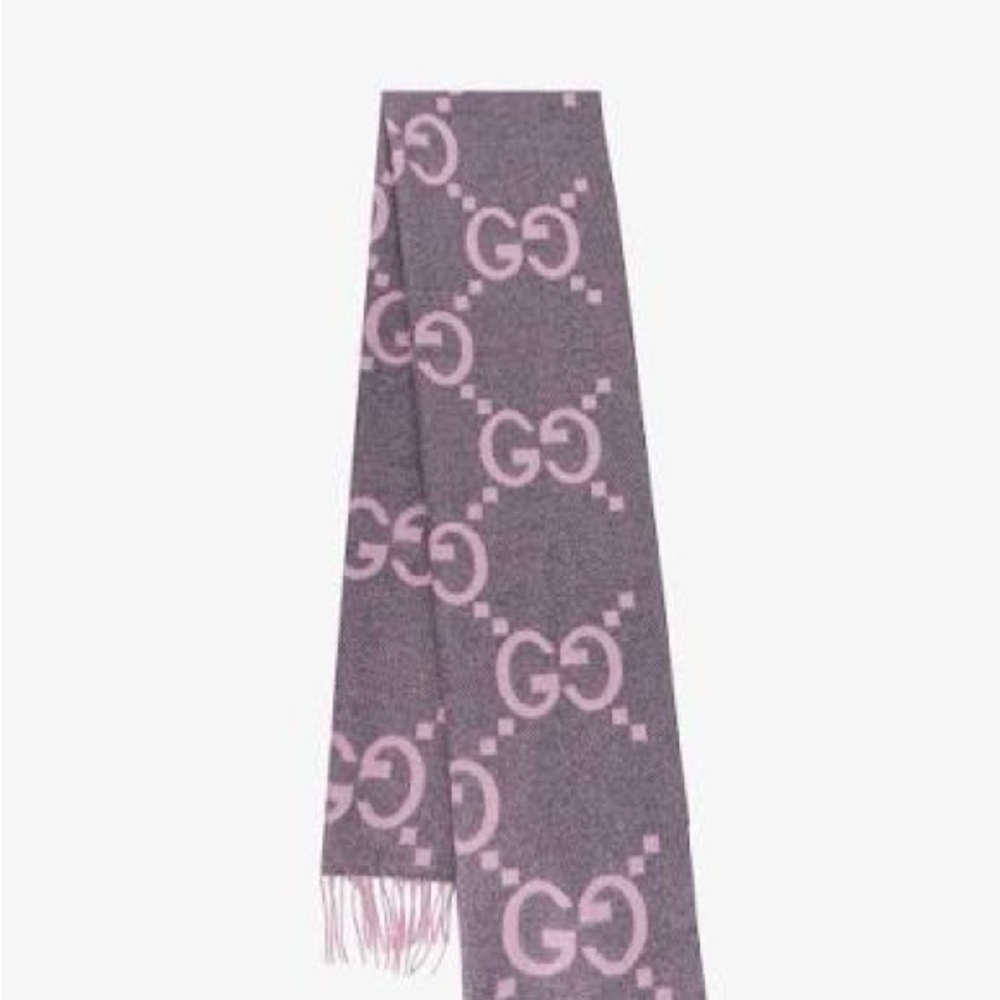 Gucci Pink and Gray monogram scarf | cashmere